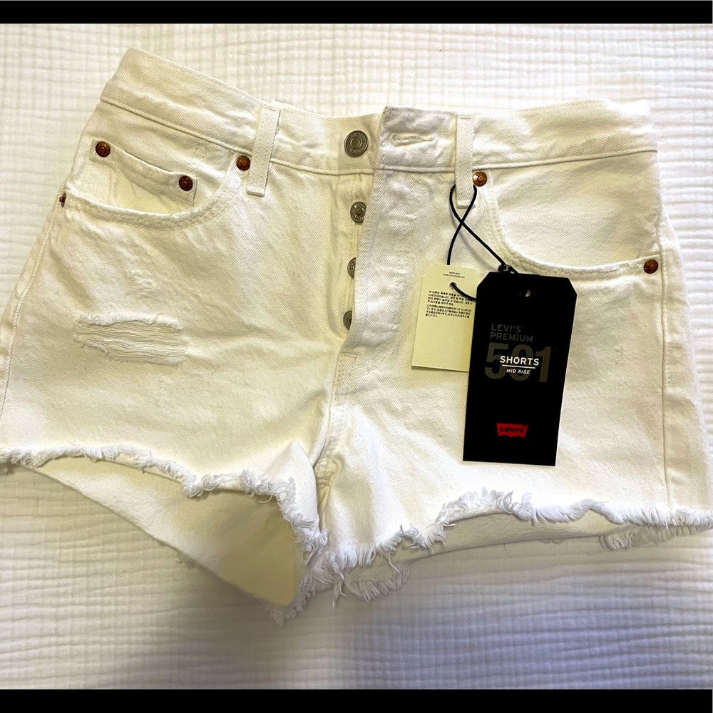 Levi's 501 White Jean Shorts